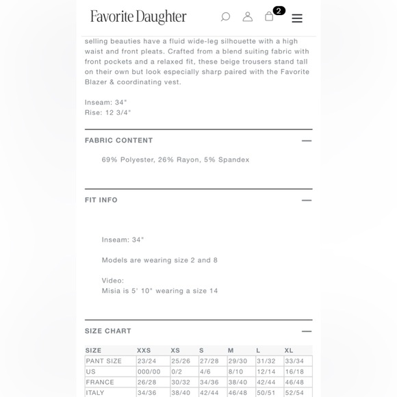 Favorite Daughter - The Favorite Pant Sz 4 Beige - Picture 9 of 9